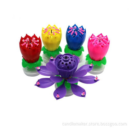 Double Layer Rotatory Lotus Musical Birthday Candle
